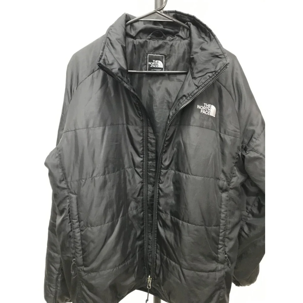 The North Face Mens Zip Front Puffer Jacket Size Medium Black Pockets